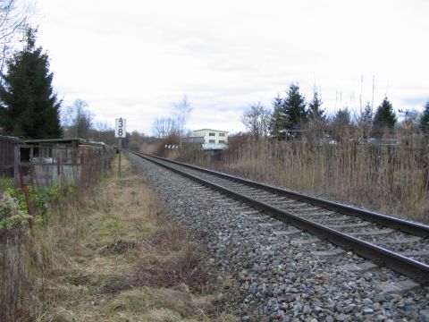 Auftreffen auf die Bahnlinie Friedrichshafen - Lindau